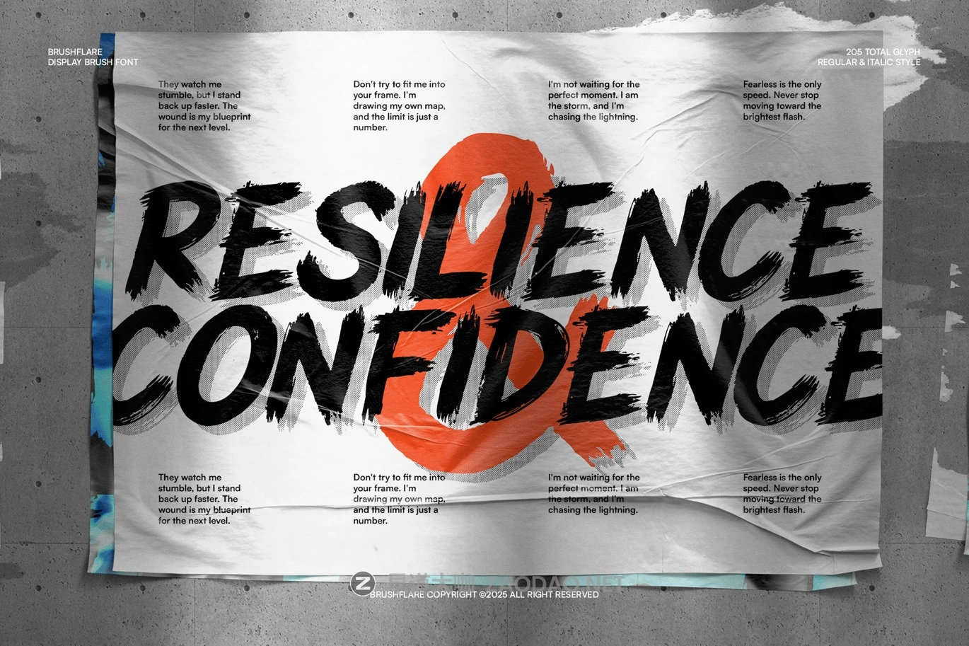 复古涂鸦音乐海报包装徽标设计手写英文字体安装包 Brushflare – Brush Display Font插图8 复古涂鸦音乐海报包装徽标设计手写英文字体安装包 Brushflare – Brush Display Font插图8