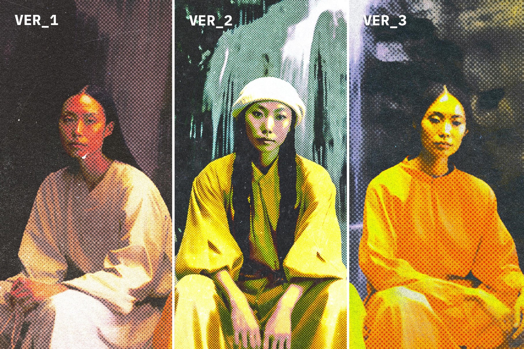 复古怀旧半色调颗粒感粗糙划痕照片人像修图ps特效滤镜插件样机 Retro Zine Styled Halftone Effect插图1 复古怀旧半色调颗粒感粗糙划痕照片人像修图ps特效滤镜插件样机 Retro Zine Styled Halftone Effect插图1