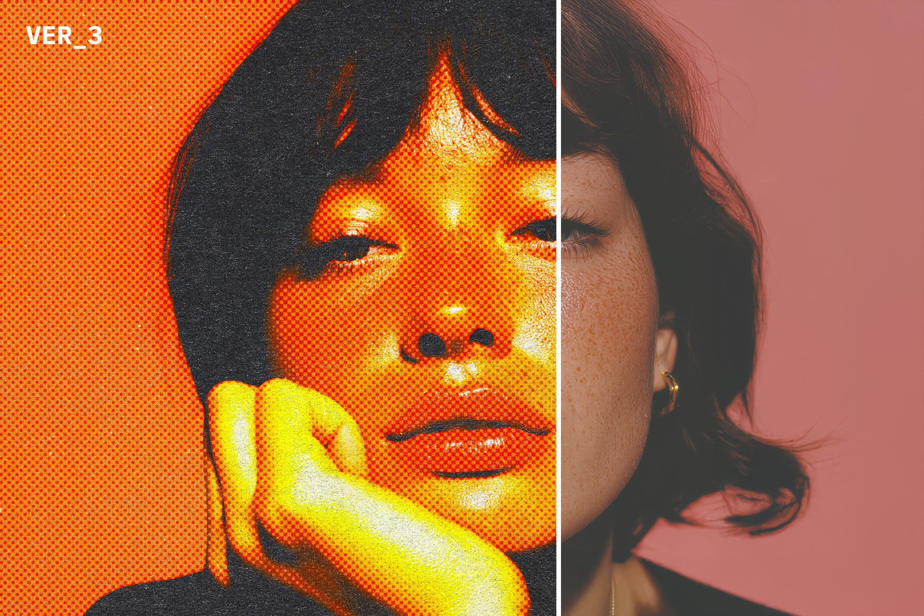 复古怀旧半色调颗粒感粗糙划痕照片人像修图ps特效滤镜插件样机 Retro Zine Styled Halftone Effect插图3 复古怀旧半色调颗粒感粗糙划痕照片人像修图ps特效滤镜插件样机 Retro Zine Styled Halftone Effect插图3