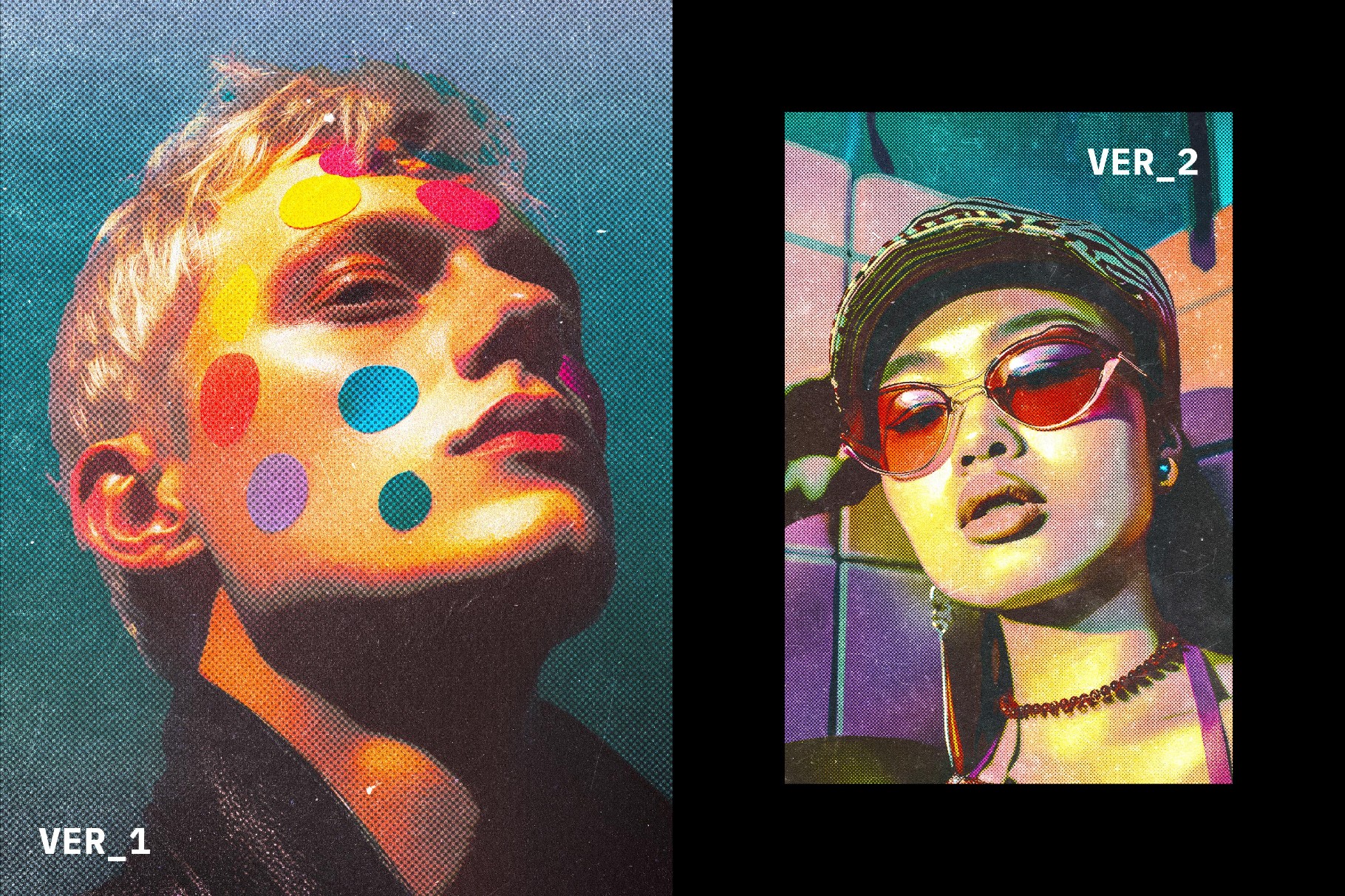 复古怀旧半色调颗粒感粗糙划痕照片人像修图ps特效滤镜插件样机 Retro Zine Styled Halftone Effect插图6 复古怀旧半色调颗粒感粗糙划痕照片人像修图ps特效滤镜插件样机 Retro Zine Styled Halftone Effect插图6