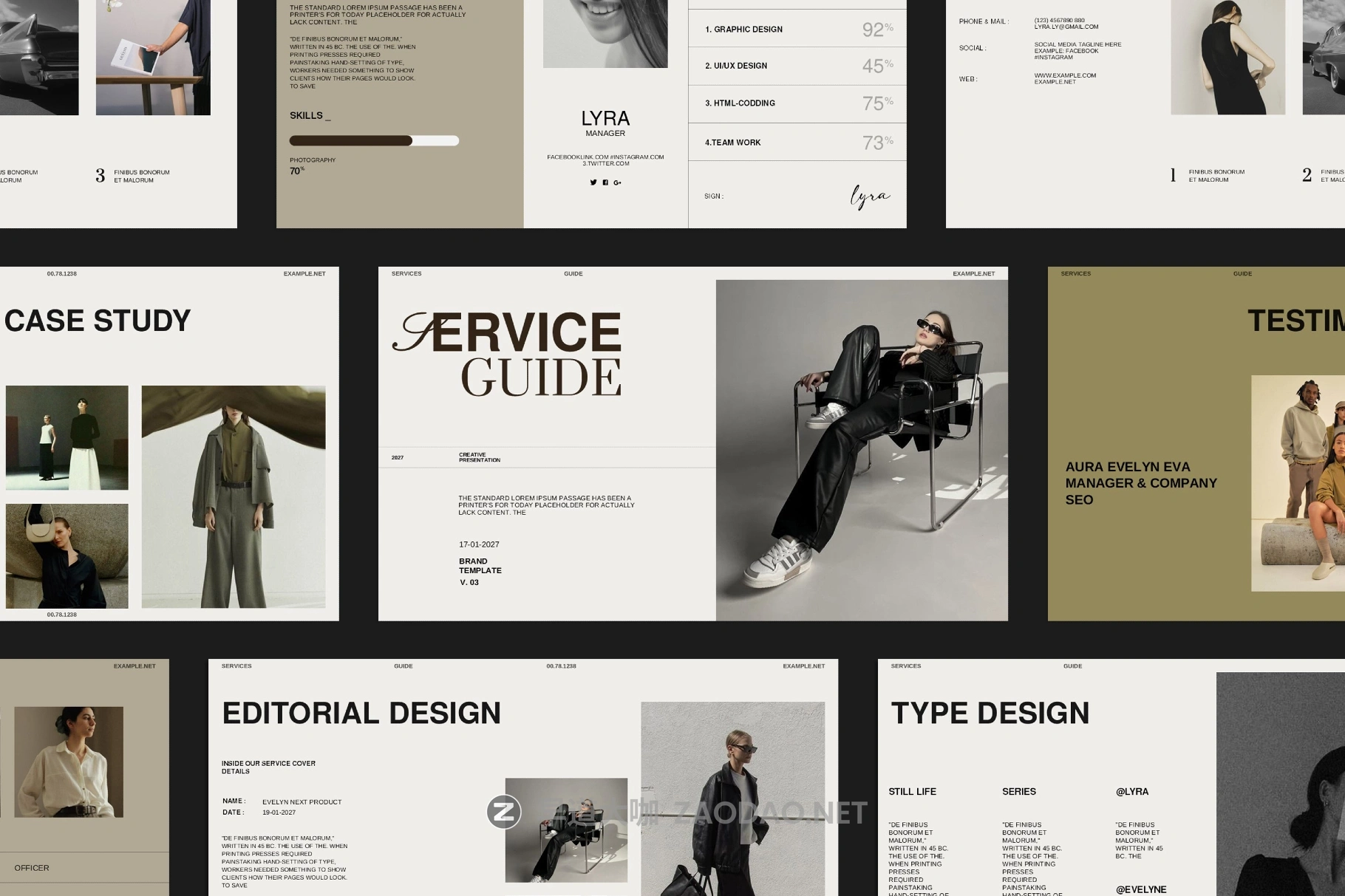 30页服装品牌营销策划提案幻灯片图文布局设计ppt/keynote模板素材 Service Guide Template插图1 30页服装品牌营销策划提案幻灯片图文布局设计ppt/keynote模板素材 Service Guide Template插图1