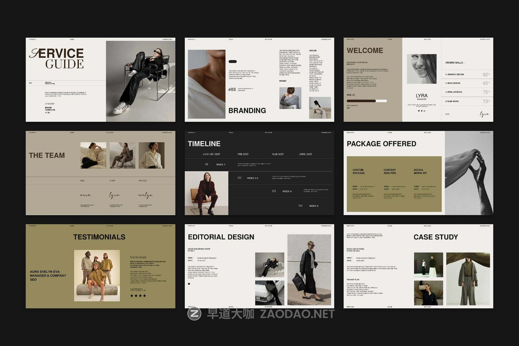 30页服装品牌营销策划提案幻灯片图文布局设计ppt/keynote模板素材 Service Guide Template插图9 30页服装品牌营销策划提案幻灯片图文布局设计ppt/keynote模板素材 Service Guide Template插图9