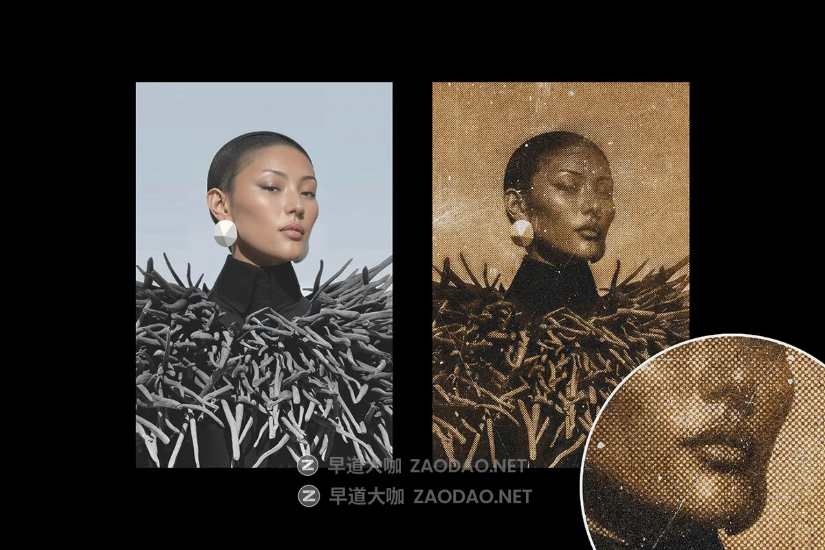 复古做旧深褐色半色调颗粒感划痕磨损人像图片修图ps特效样机模板 Monochrome Noise Photo Effect插图2 复古做旧深褐色半色调颗粒感划痕磨损人像图片修图ps特效样机模板 Monochrome Noise Photo Effect插图2