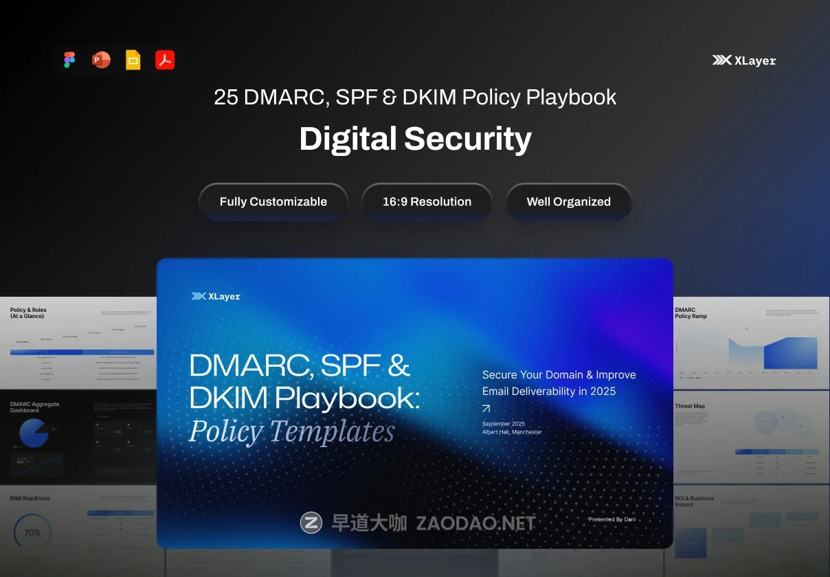 25页蓝色科技IT公司发布会提案策划数据图表报表鱼骨图幻灯片设计ppt/figma模板 Pitch Deck Digital Security Template – XLayer插图 25页蓝色科技IT公司发布会提案策划数据图表报表鱼骨图幻灯片设计ppt/figma模板 Pitch Deck Digital Security Template – XLayer插图