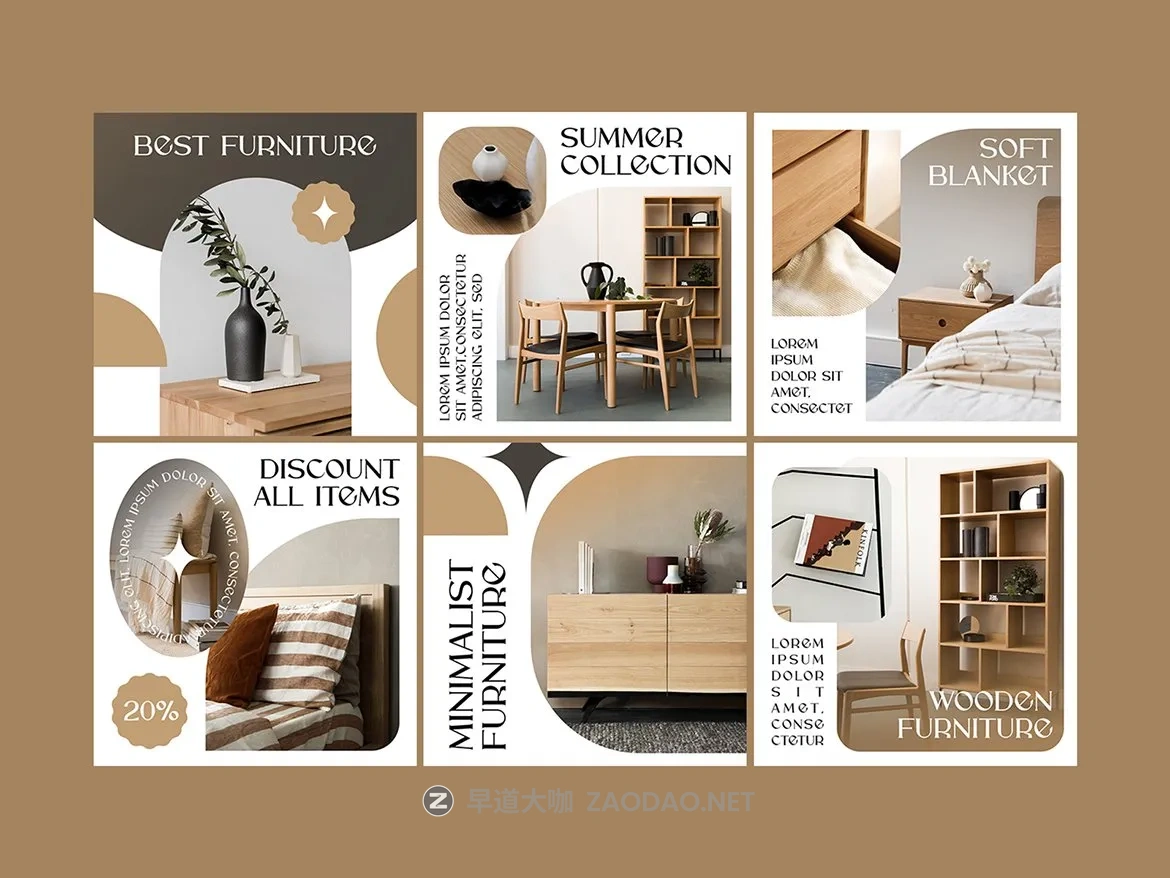 6款ins风优雅简约室内家具饰品品牌营销社交媒体推广电商海报设计psd模板 WOODY – Instagram Post Templates插图1 6款ins风优雅简约室内家具饰品品牌营销社交媒体推广电商海报设计psd模板 WOODY – Instagram Post Templates插图1