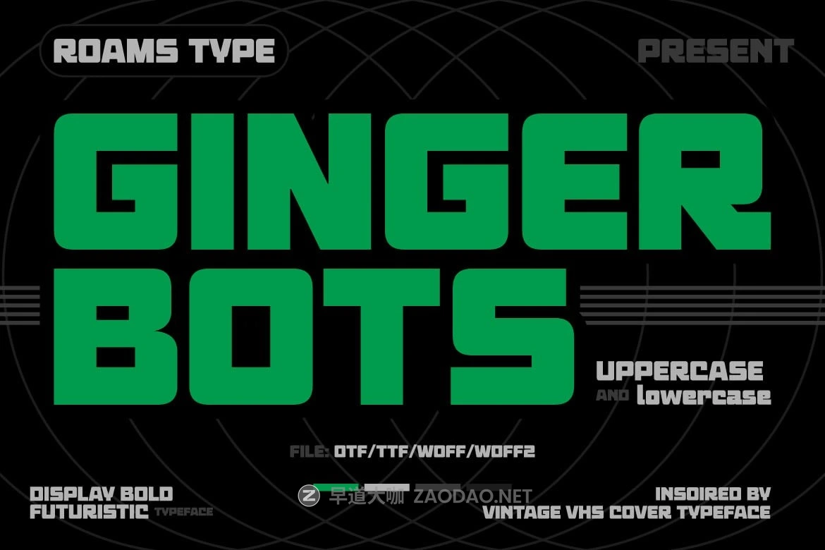 复古怀旧品牌游戏包装设计无衬线英文字体安装包 Ginger Bots – 80’s VHS Retro Typeface插图 复古怀旧品牌游戏包装设计无衬线英文字体安装包 Ginger Bots – 80’s VHS Retro Typeface插图