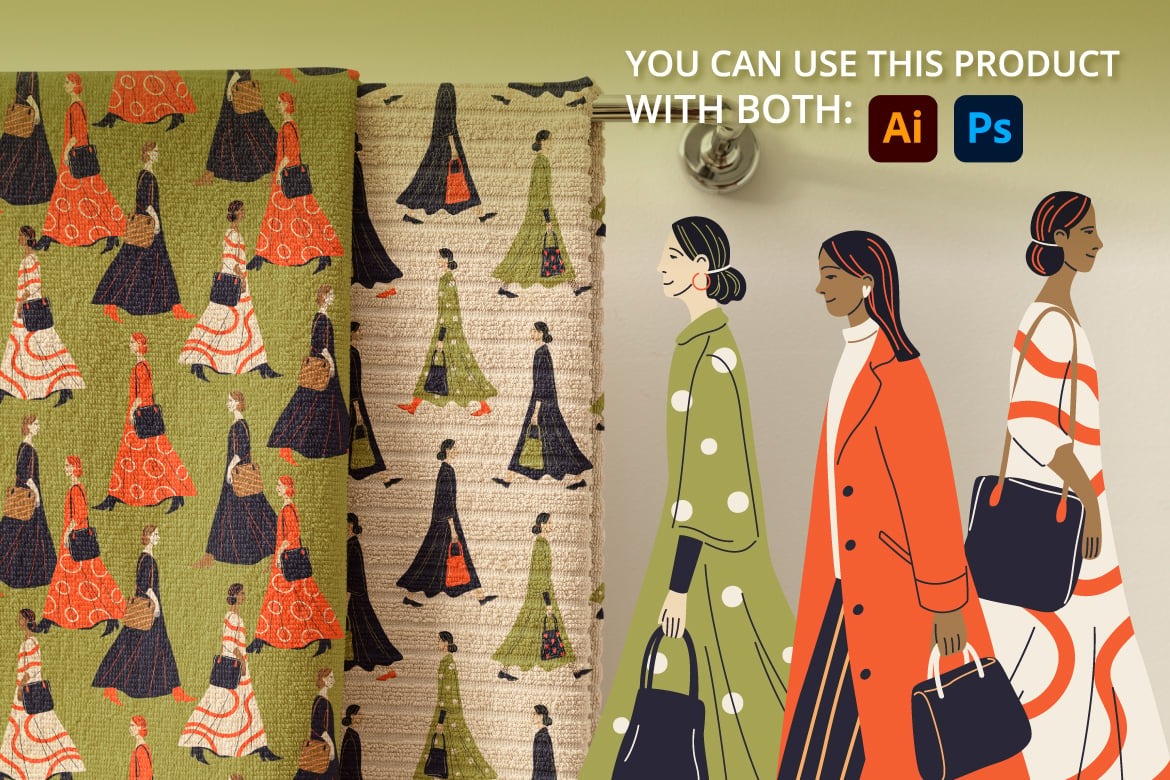 10组国际前卫时尚女性街头服装印花剪贴画ai矢量手绘插画素材 10 Street Style Patterns with Women插图5 10组国际前卫时尚女性街头服装印花剪贴画ai矢量手绘插画素材 10 Street Style Patterns with Women插图5