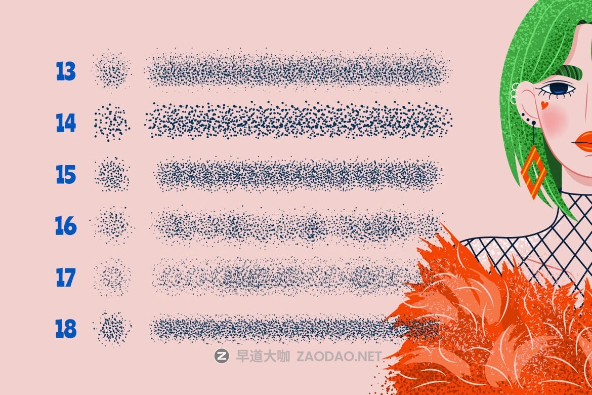 18款精美复古颗粒纹理绘画效果AI笔刷画笔素材 Grainy Charm Brushes for Adobe Illustrator插图3 18款精美复古颗粒纹理绘画效果AI笔刷画笔素材 Grainy Charm Brushes for Adobe Illustrator插图3