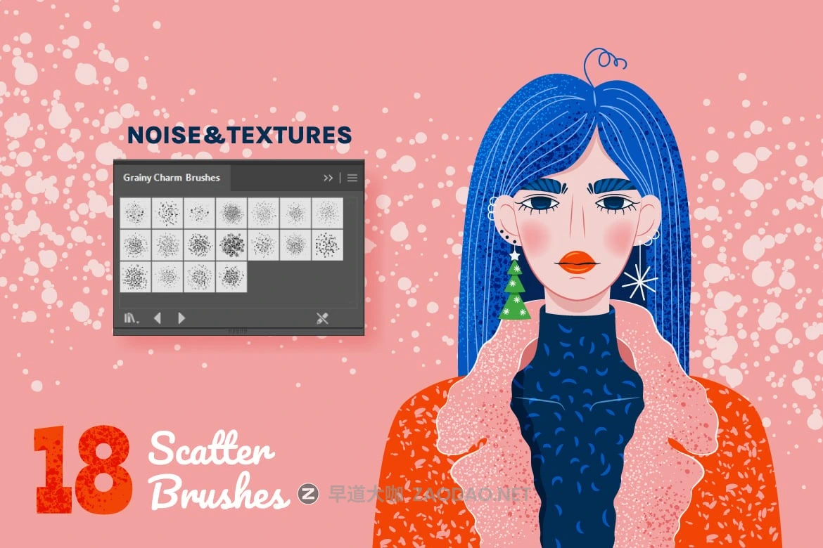 18款精美复古颗粒纹理绘画效果AI笔刷画笔素材 Grainy Charm Brushes for Adobe Illustrator插图6 18款精美复古颗粒纹理绘画效果AI笔刷画笔素材 Grainy Charm Brushes for Adobe Illustrator插图6
