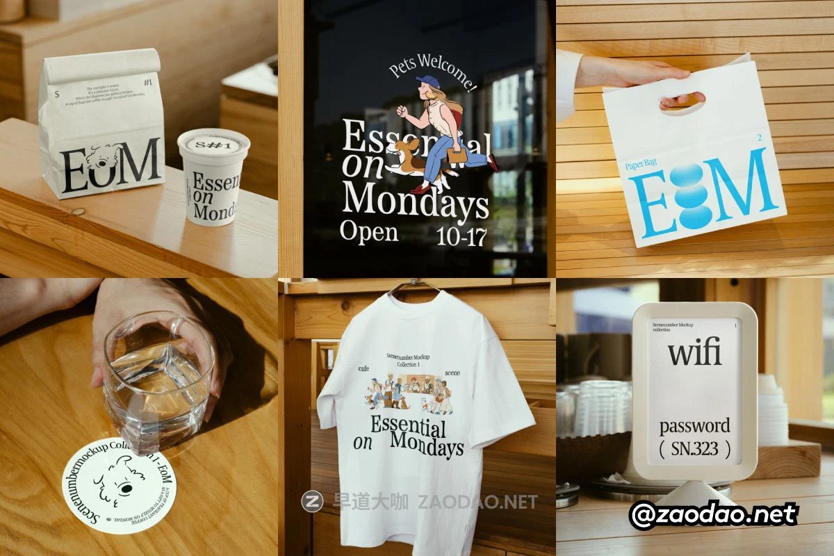 7款网红咖啡面包店品牌VI设计手提纸杯杯垫名片打包袋桌牌海报T恤展示贴图PSD样机模板 Scene Number Mockup – S#1 EOM Collection P3插图 7款网红咖啡面包店品牌VI设计手提纸杯杯垫名片打包袋桌牌海报T恤展示贴图PSD样机模板 Scene Number Mockup – S#1 EOM Collection P3插图