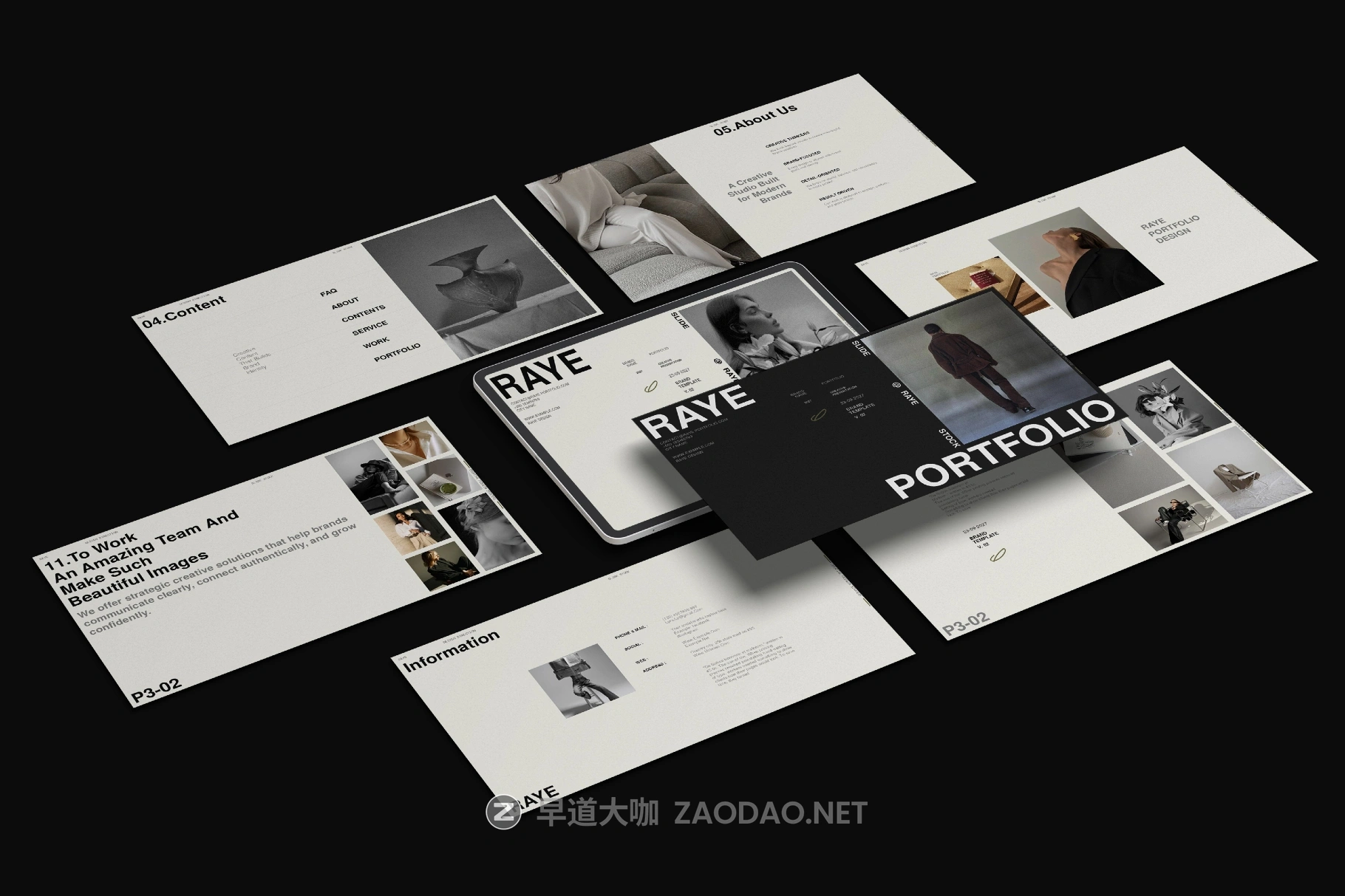 20页独特视觉创意设计摄影作品集简历图片文字排版设计ppt/keynote模板素材 RAYE | Brand Portfolio Template插图8 20页独特视觉创意设计摄影作品集简历图片文字排版设计ppt/keynote模板素材 RAYE | Brand Portfolio Template插图8