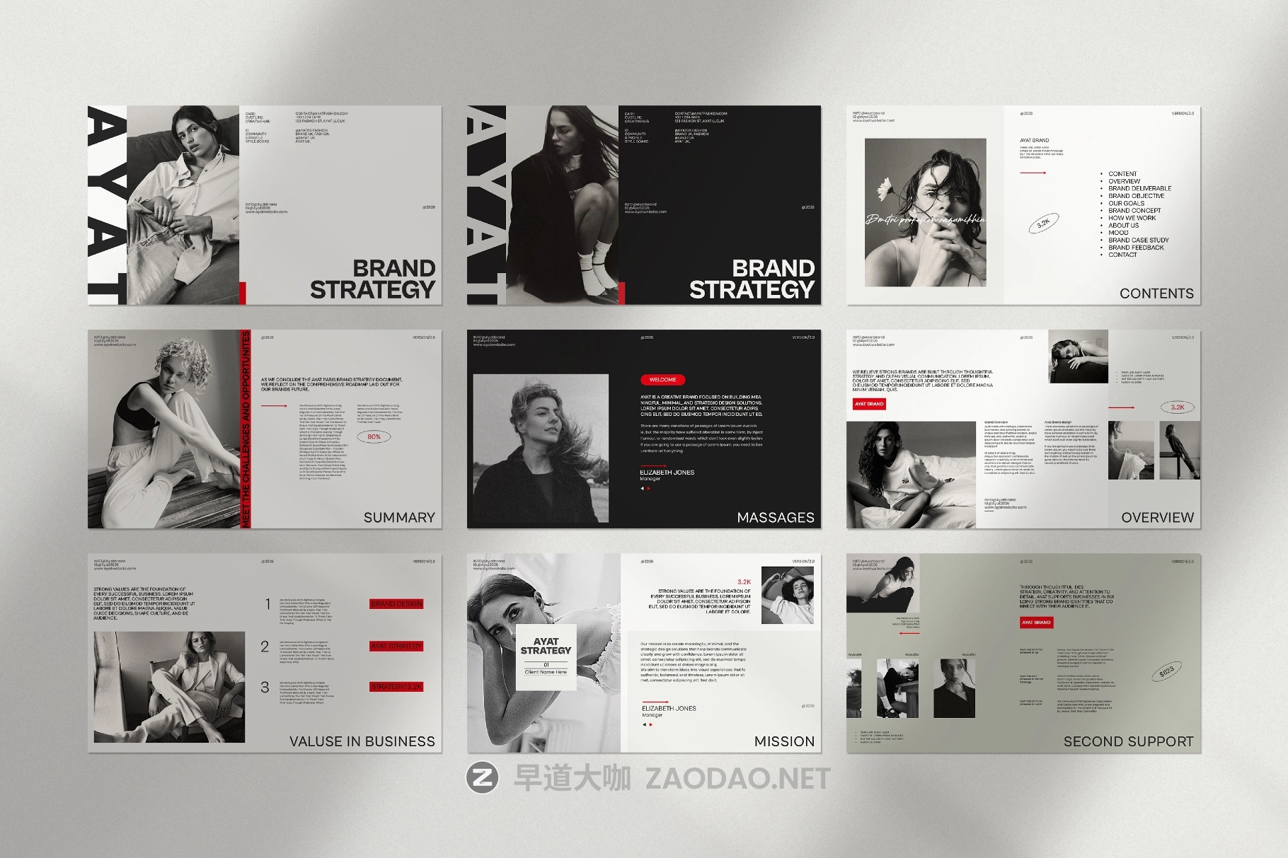 28页时尚极简服装摄影作品集简历项目提案幻灯片设计ppt/keynote模板素材 AYAT – Brand Strategy Presentation Template插图7 28页时尚极简服装摄影作品集简历项目提案幻灯片设计ppt/keynote模板素材 AYAT – Brand Strategy Presentation Template插图7