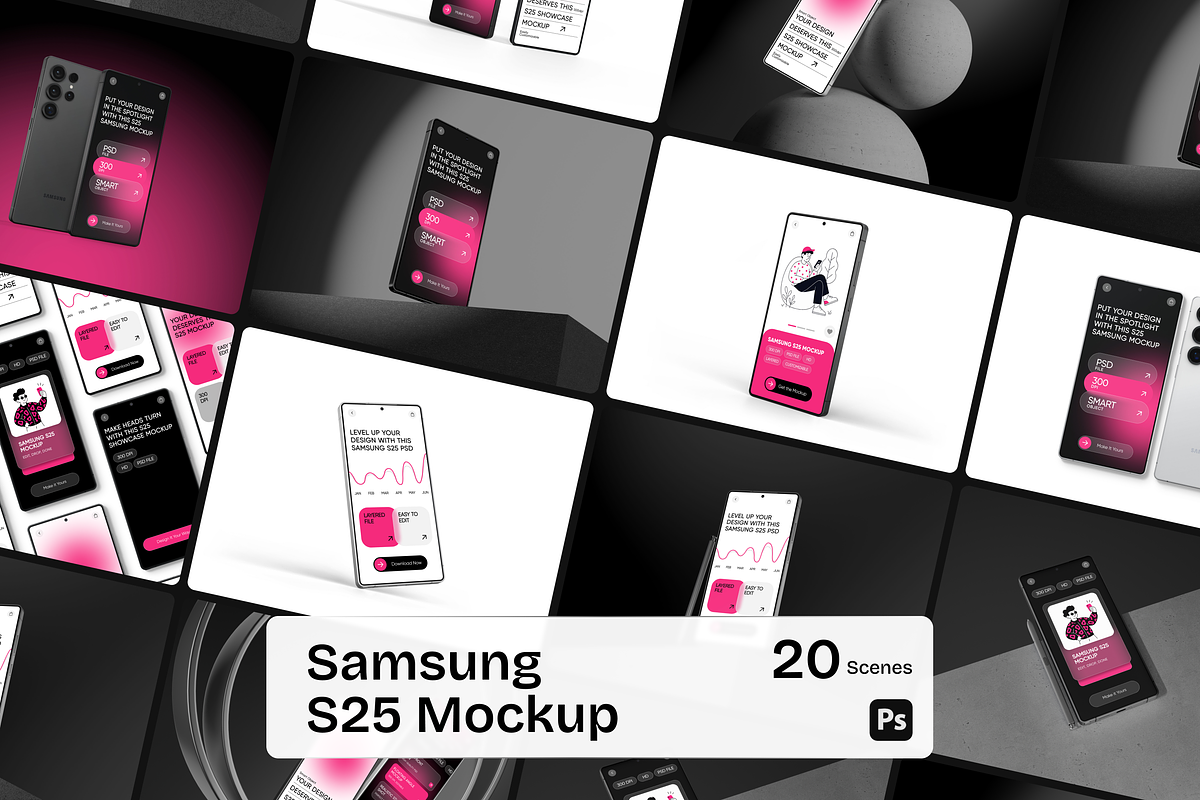 25款三星安卓Galaxy S25手机广告ui界面作品集设计贴图psd样机模板素材 Samsung Galaxy S25 Mockup特色图 25款三星安卓Galaxy S25手机广告ui界面作品集设计贴图psd样机模板素材 Samsung Galaxy S25 Mockup