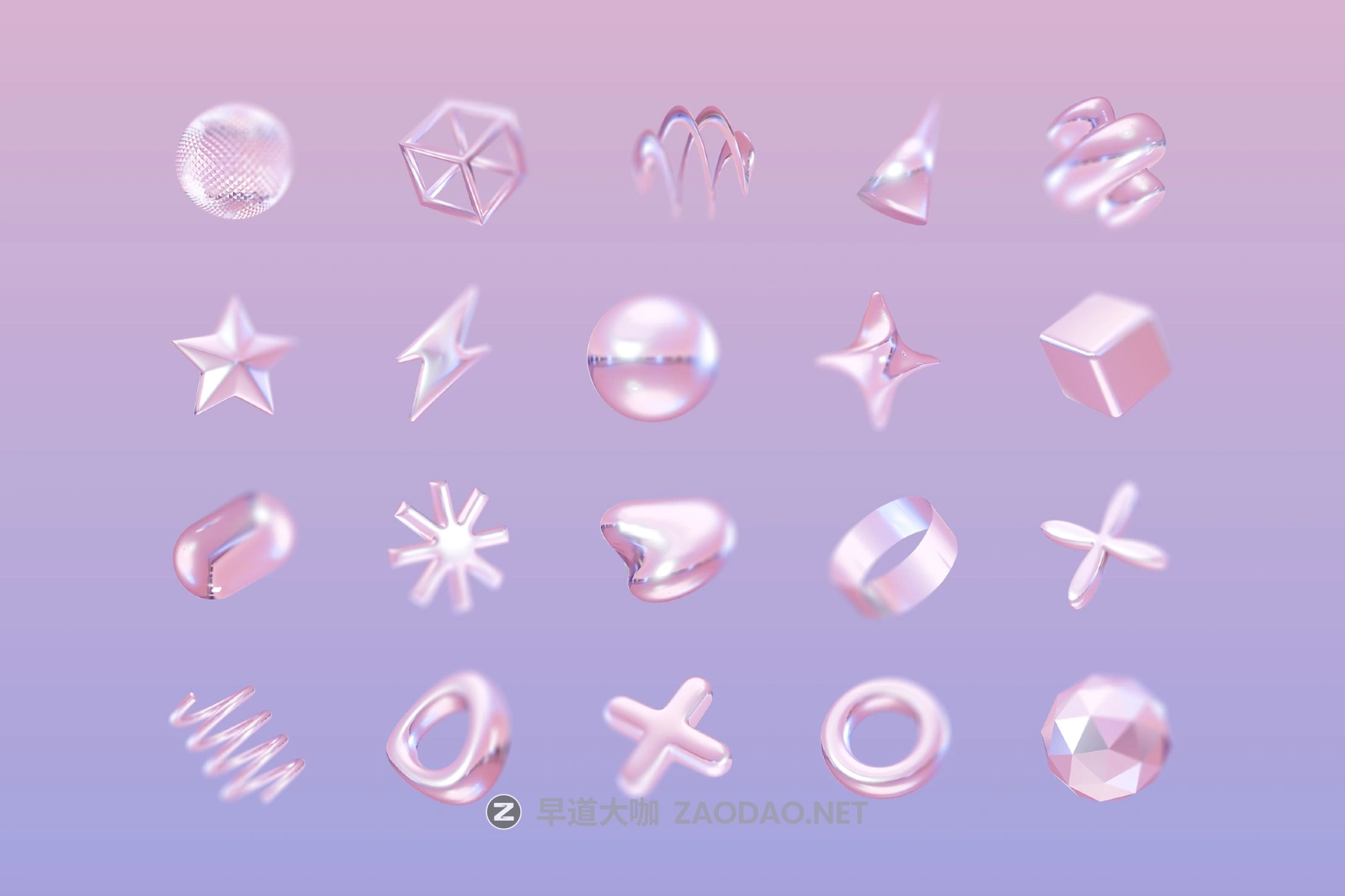 20款未来科技y2k千禧风抽象3d立体全息金属模糊几何图形png免抠图设计素材 Blurry Holographic 3D Abstract Shapes插图1 20款未来科技y2k千禧风抽象3d立体全息金属模糊几何图形png免抠图设计素材 Blurry Holographic 3D Abstract Shapes插图1