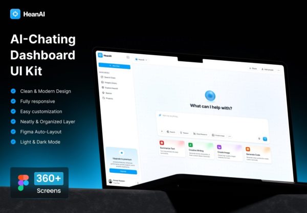 360+屏响应式AI智能聊天图片视频ppt任务处理生成网站ui界面设计figma模板套件 AI-Chatting Dashboard UI Kit Design特色图 360+屏响应式AI智能聊天图片视频ppt任务处理生成网站ui界面设计figma模板套件 AI-Chatting Dashboard UI Kit Design