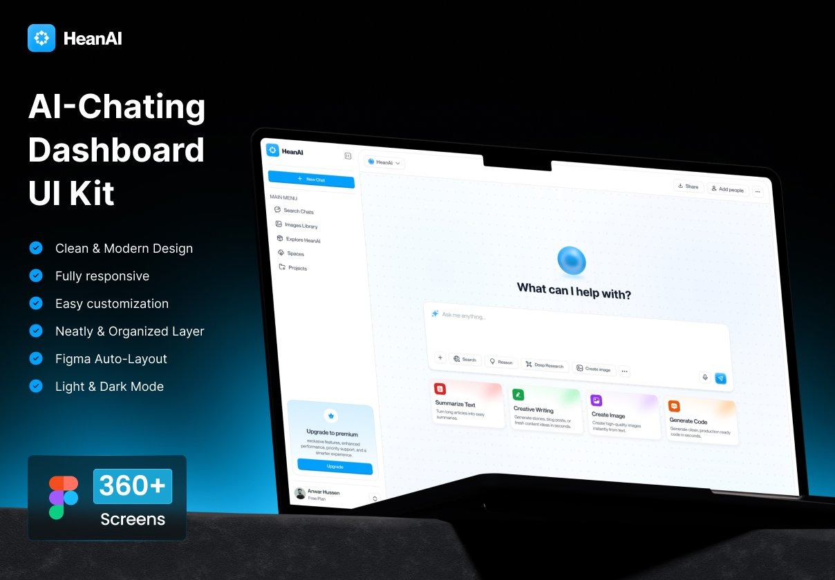 360+屏响应式AI智能聊天图片视频ppt任务处理生成网站ui界面设计figma模板套件 AI-Chatting Dashboard UI Kit Design特色图 360+屏响应式AI智能聊天图片视频ppt任务处理生成网站ui界面设计figma模板套件 AI-Chatting Dashboard UI Kit Design
