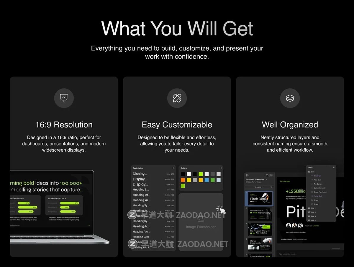 25页黑暗企业市场营销数据统计图表提案演讲稿幻灯片设计ppt/figma模板 Business Pitch Deck Template插图2 25页黑暗企业市场营销数据统计图表提案演讲稿幻灯片设计ppt/figma模板 Business Pitch Deck Template插图2