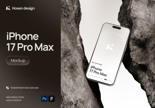 1款石头背景手机ui界面作品设计苹果iPhone 17贴图效果图psd样机模板 iPhone Mockup — Stone Scene特色图 1款石头背景手机ui界面作品设计苹果iPhone 17贴图效果图psd样机模板 iPhone Mockup — Stone Scene
