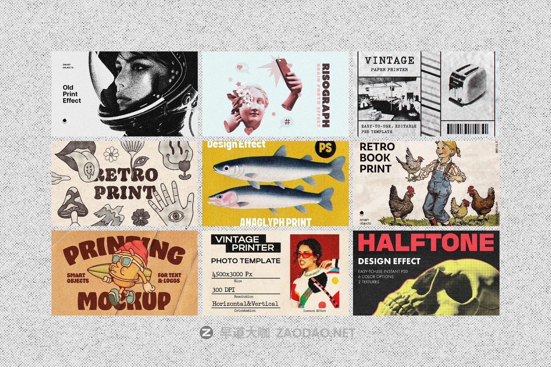 复古颗粒纹理漫画风照片效果ps特效滤镜样机 Printed Effects Bundle插图2 复古颗粒纹理漫画风照片效果ps特效滤镜样机 Printed Effects Bundle插图2