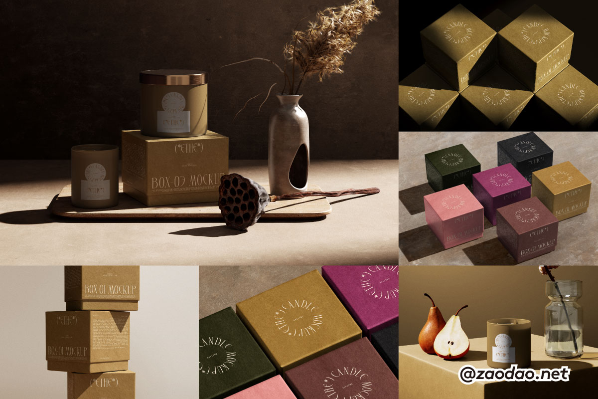 8款高级自然侘寂风薰香氛蜡烛香包装设计作品展示效果图ps样机 ETHE – Box & Candle Mockups V2 by Creatoom插图 8款高级自然侘寂风薰香氛蜡烛香包装设计作品展示效果图ps样机 ETHE – Box & Candle Mockups V2 by Creatoom插图