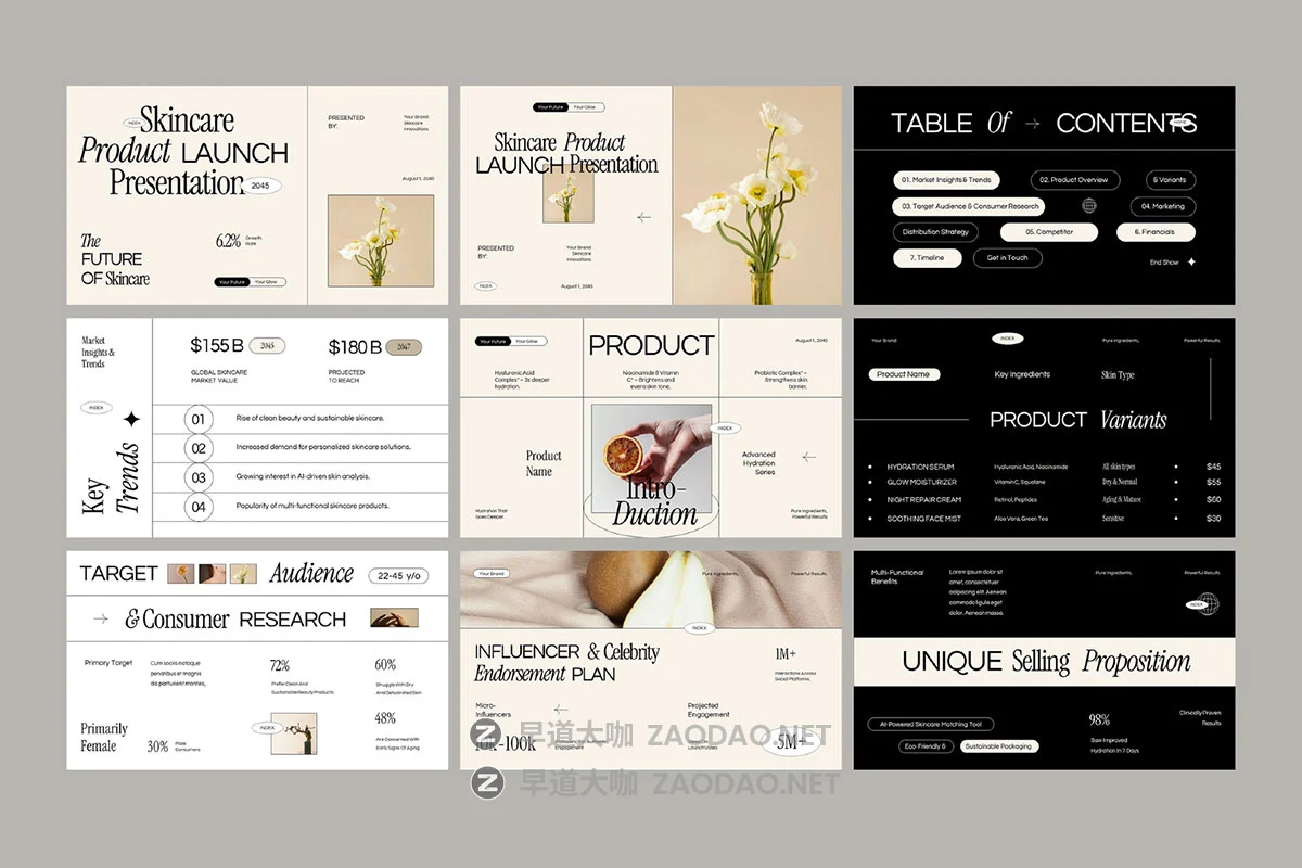 24页极简化妆品护肤品美妆品牌发布会幻灯片图文设计keynote模板 Cosmetic Launch Presentation Keynote Template插图1 24页极简化妆品护肤品美妆品牌发布会幻灯片图文设计keynote模板 Cosmetic Launch Presentation Keynote Template插图1