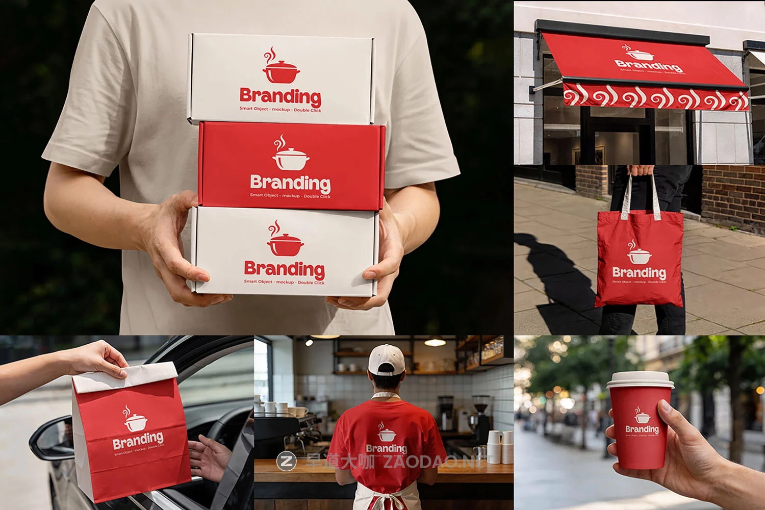 6款咖啡品牌vi设计包装盒咖啡杯打包袋T恤门头贴图psd样机模板 Cafe Branding Mockup Set插图 6款咖啡品牌vi设计包装盒咖啡杯打包袋T恤门头贴图psd样机模板 Cafe Branding Mockup Set插图