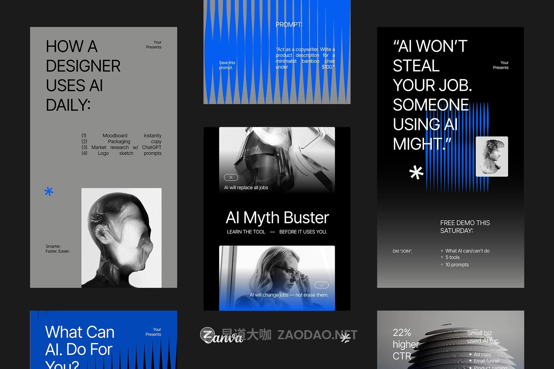 未来科幻工业风机器人AI产品品牌推广营销社交媒体设计Canva模板 Automation Instagram Pack Canva Template插图 未来科幻工业风机器人AI产品品牌推广营销社交媒体设计Canva模板 Automation Instagram Pack Canva Template插图