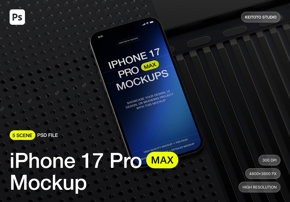 5款工业风苹果iPhone 17 Pro手机ui界面作品集设计展示ps贴图样机mockup模板 iPhone 17 Pro Max Industrial Grid Mockup Set插图 5款工业风苹果iPhone 17 Pro手机ui界面作品集设计展示ps贴图样机mockup模板 iPhone 17 Pro Max Industrial Grid Mockup Set插图