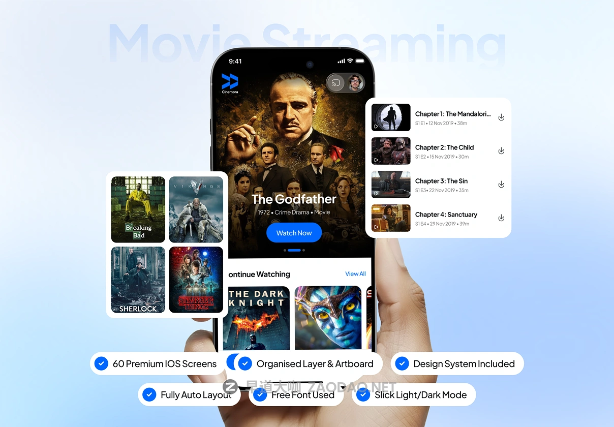 60屏短视频流媒体电影电视剧手机应用程序app ui界面设计figma模板套件 Cinemora – Movie Streaming App UI Kit插图 60屏短视频流媒体电影电视剧手机应用程序app ui界面设计figma模板套件 Cinemora – Movie Streaming App UI Kit插图