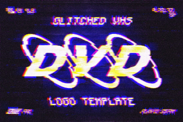 复古边缘模糊VHS信号故障错位失真文本logo设计ps特效样机模板 VHS Glitched Text & Logo Effect