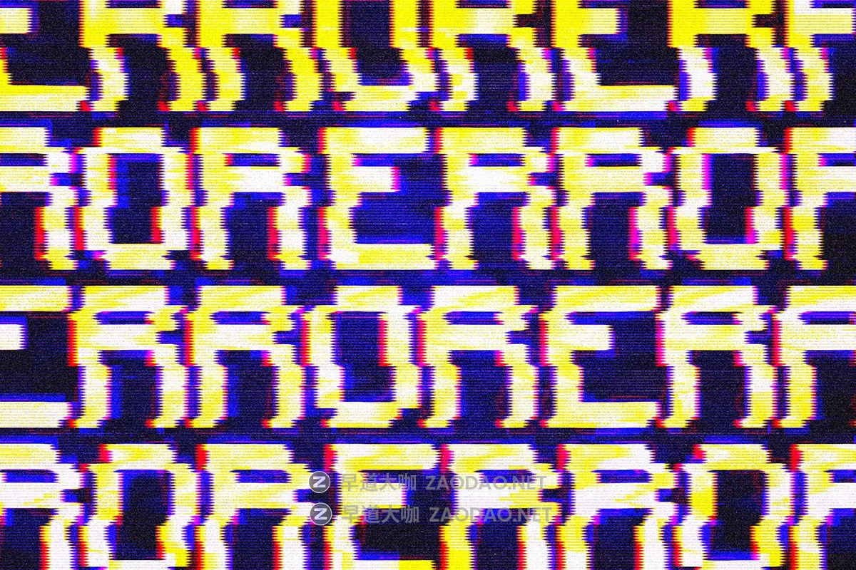 复古边缘模糊VHS信号故障错位失真文本logo设计ps特效样机模板 VHS Glitched Text & Logo Effect插图4 复古边缘模糊VHS信号故障错位失真文本logo设计ps特效样机模板 VHS Glitched Text & Logo Effect插图4