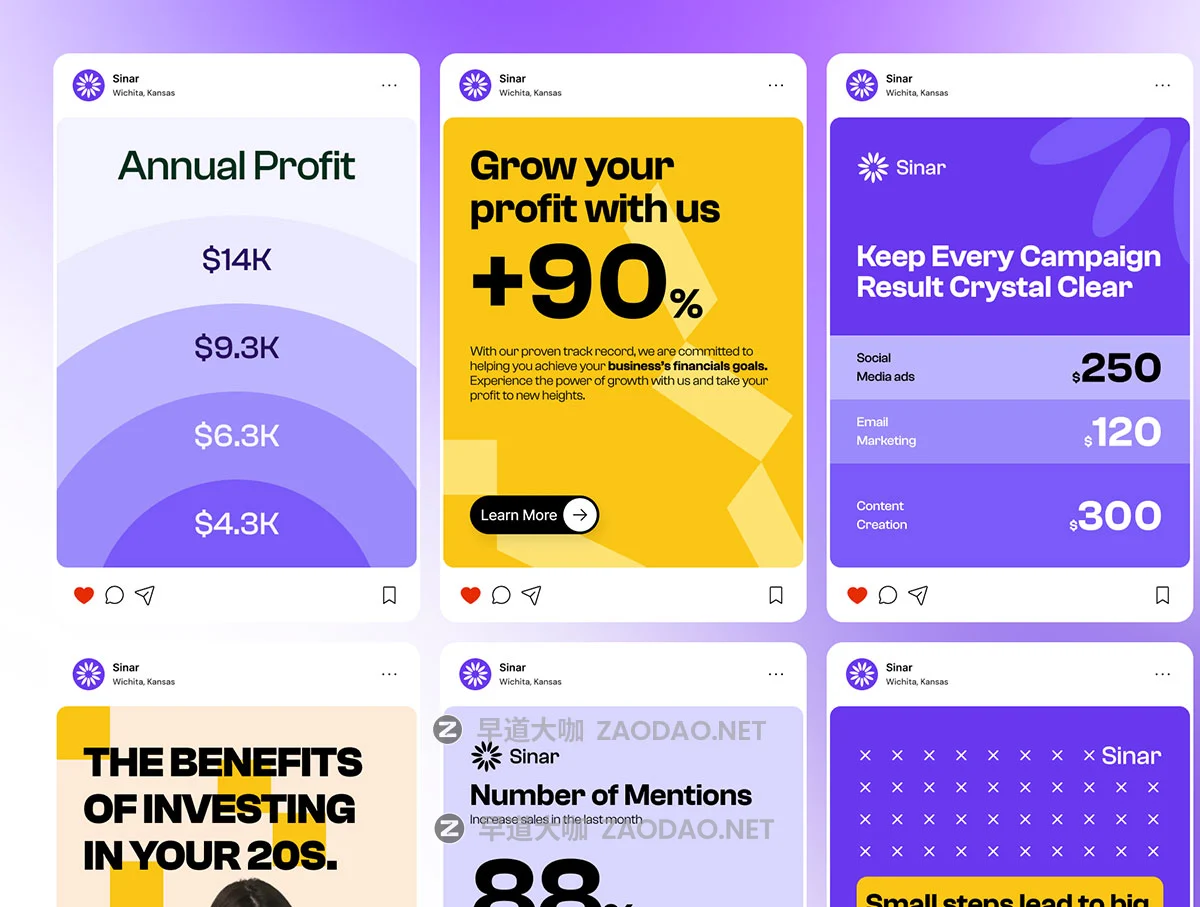 60页创意ins风金融科技投资理财品牌推广社交媒体电商海报公众号推文figma模板素材 Startup Social Media Banner Pack插图6 60页创意ins风金融科技投资理财品牌推广社交媒体电商海报公众号推文figma模板素材 Startup Social Media Banner Pack插图6