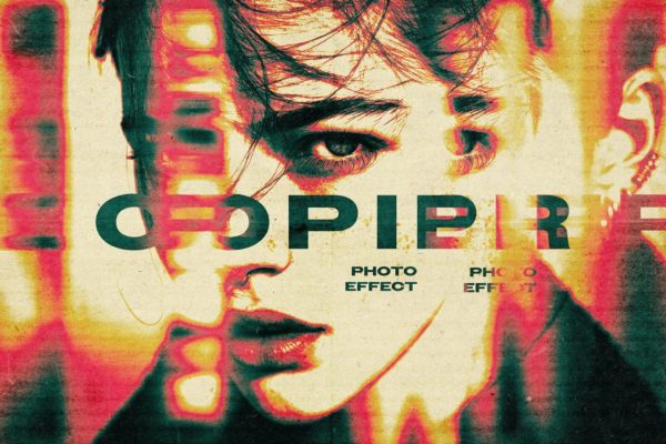 酸性颗粒扭曲打印复印照片效果ps特效滤镜样机 Acid Copier Photo Effect特色图 酸性颗粒扭曲打印复印照片效果ps特效滤镜样机 Acid Copier Photo Effect