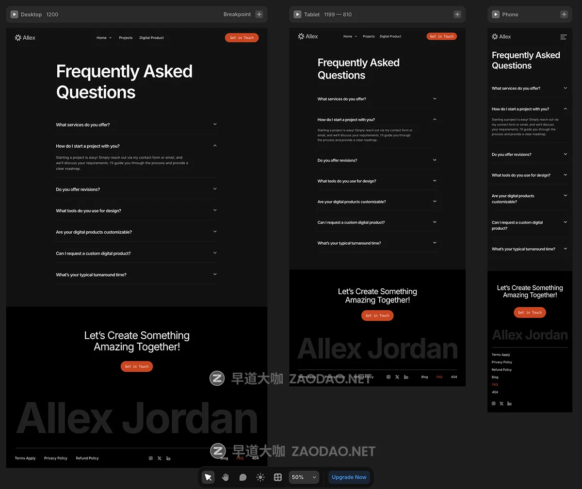 4屏响应式艺术摄影ui品牌设计作品集案例网站框架布局framer模板素材 Creative Personal Portfolio Framer Template插图7 4屏响应式艺术摄影ui品牌设计作品集案例网站框架布局framer模板素材 Creative Personal Portfolio Framer Template插图7