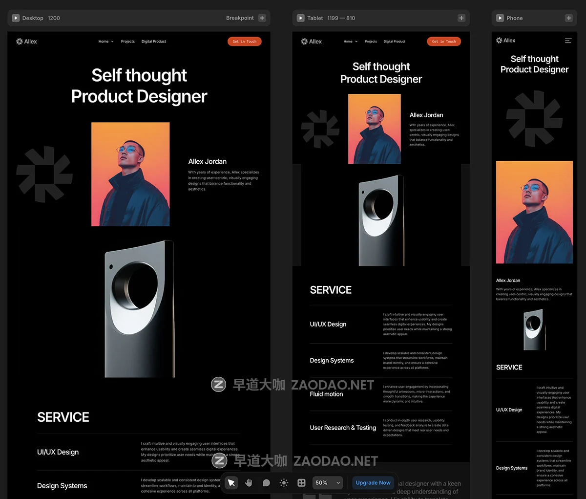 4屏响应式艺术摄影ui品牌设计作品集案例网站框架布局framer模板素材 Creative Personal Portfolio Framer Template插图5 4屏响应式艺术摄影ui品牌设计作品集案例网站框架布局framer模板素材 Creative Personal Portfolio Framer Template插图5