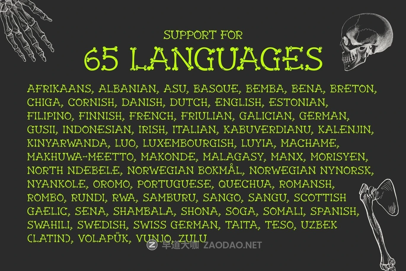 时尚俏皮深色主题品牌包装邀请函设计装饰英文字体安装包 Bone Alchemy – Skeleton Typeface插图3 时尚俏皮深色主题品牌包装邀请函设计装饰英文字体安装包 Bone Alchemy – Skeleton Typeface插图3