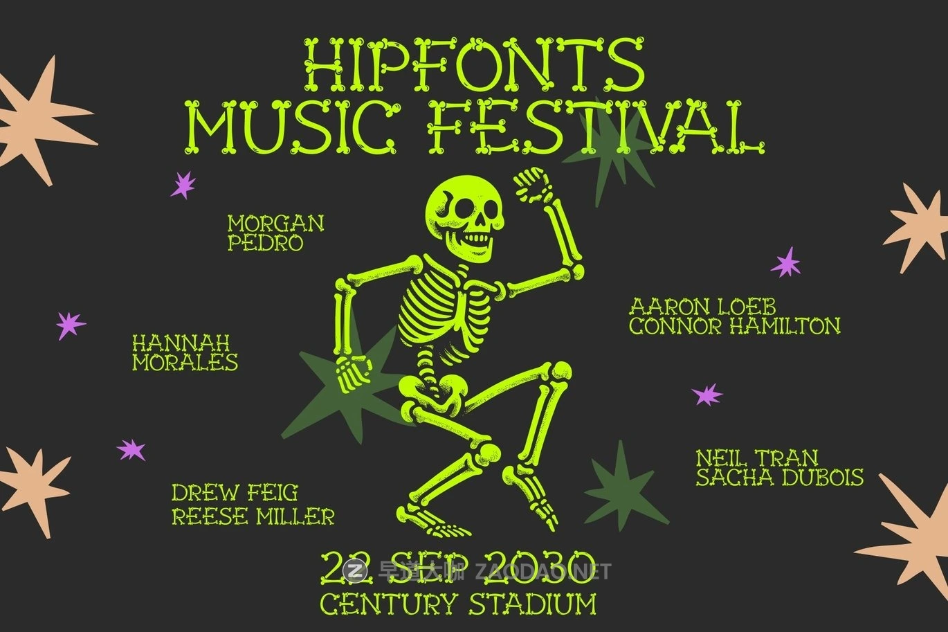 时尚俏皮深色主题品牌包装邀请函设计装饰英文字体安装包 Bone Alchemy – Skeleton Typeface插图4 时尚俏皮深色主题品牌包装邀请函设计装饰英文字体安装包 Bone Alchemy – Skeleton Typeface插图4