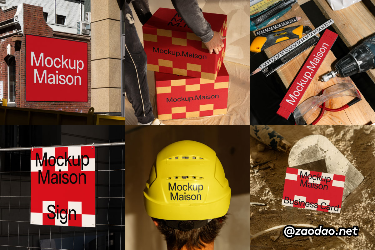 8款工程建筑品牌vi形象设计铅笔尺子围挡胶带安全帽T恤设计展示psd样机模板 Mockup.Maison – Builder Collection P2插图 8款工程建筑品牌vi形象设计铅笔尺子围挡胶带安全帽T恤设计展示psd样机模板 Mockup.Maison – Builder Collection P2插图
