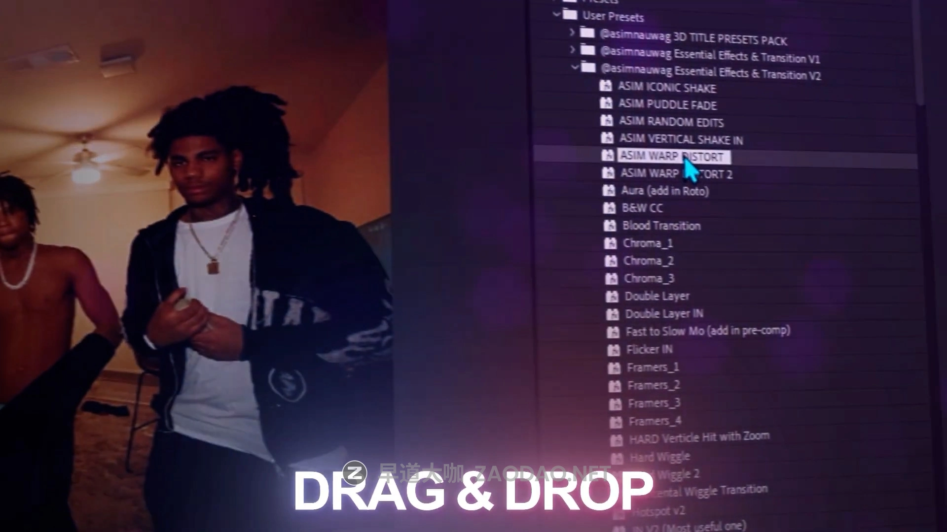 46组智能一键式嘻哈说唱风失真故障摇晃震动文本镀铬光环闪烁粒子视频剪辑特效AE预设包 ASIM NAUWAG – Essential Effects & Transition V2插图7 46组智能一键式嘻哈说唱风失真故障摇晃震动文本镀铬光环闪烁粒子视频剪辑特效AE预设包 ASIM NAUWAG – Essential Effects & Transition V2插图7