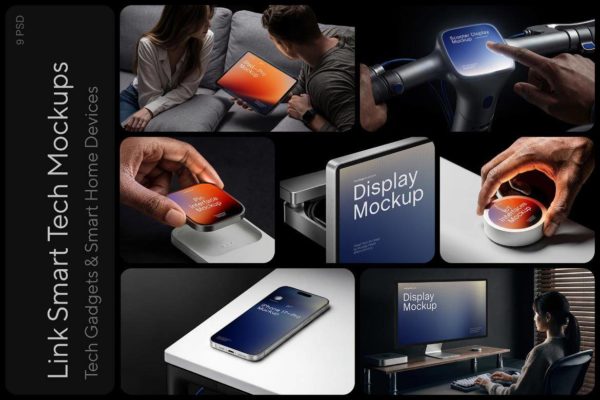 9款高端智能设备iPhone手机display显示器iPad平板ui广告作品集设计贴图psd样机模板 Smart Tech Device Mockups / Link Series特色图 9款高端智能设备iPhone手机display显示器iPad平板ui广告作品集设计贴图psd样机模板 Smart Tech Device Mockups / Link Series