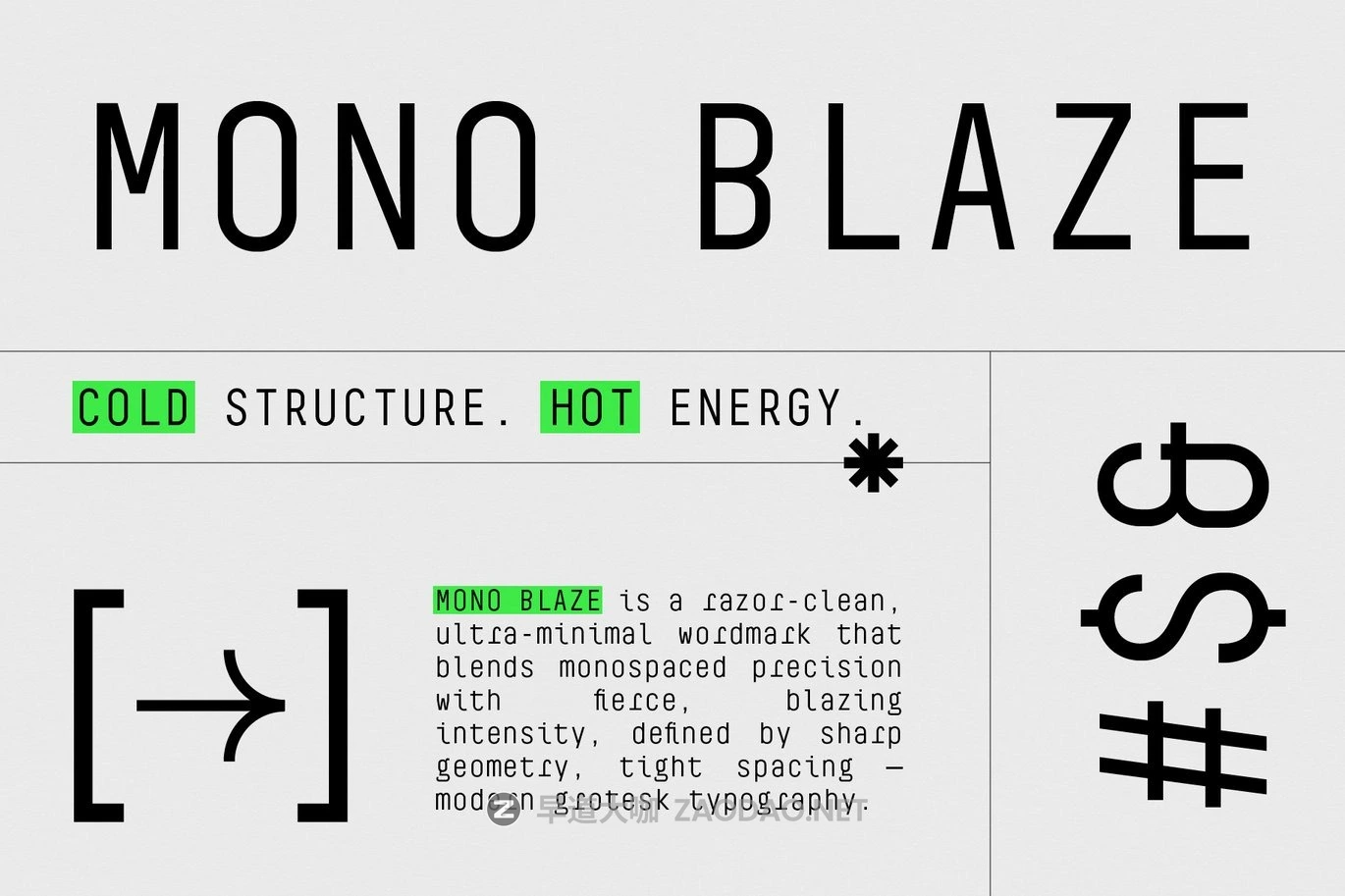 现代未来科技品牌杂志包装电影封面设计无衬线英文字体安装包 Mono Blaze插图8 现代未来科技品牌杂志包装电影封面设计无衬线英文字体安装包 Mono Blaze插图8