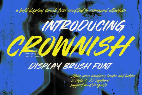 现代时尚美学海报服装包装设计无衬线英文字体安装包 Crownish – Display Brush Font