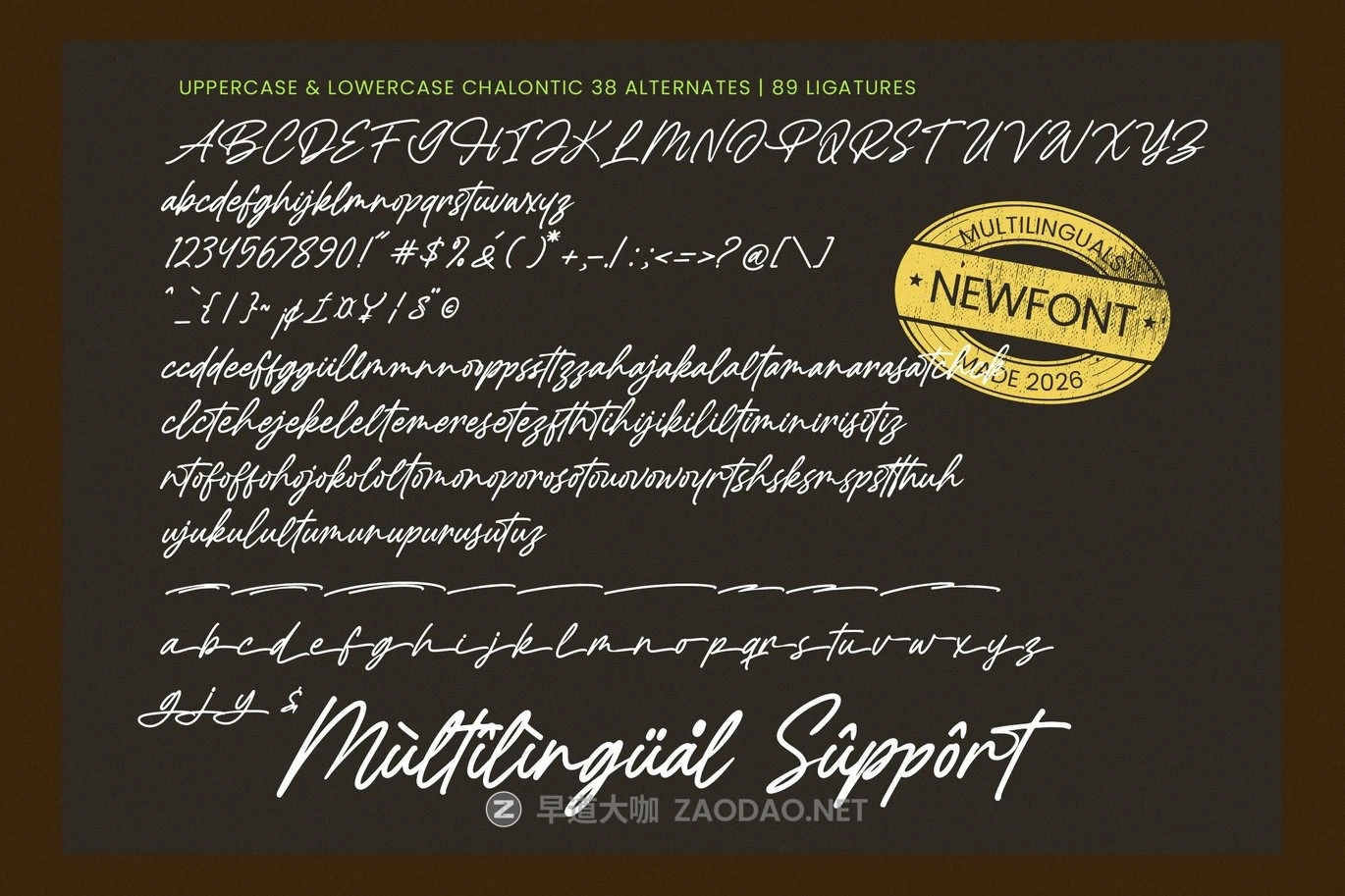 现代优雅品牌婚礼徽标包装设计手写英文字体安装包 Chalontic – Modern Handwritten Script Font插图4 现代优雅品牌婚礼徽标包装设计手写英文字体安装包 Chalontic – Modern Handwritten Script Font插图4