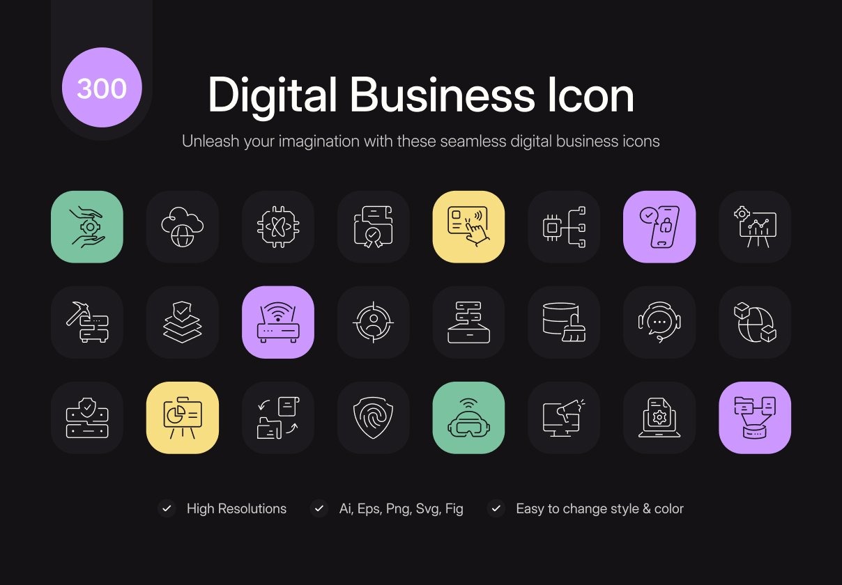 300款现代简约金融支付数字商业科技后台仪表盘线性icon图表素材 Digital Business Icons特色图 300款现代简约金融支付数字商业科技后台仪表盘线性icon图表素材 Digital Business Icons