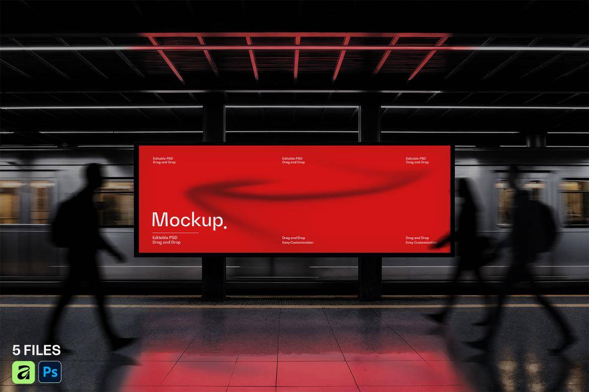 5款地铁站楼梯品牌公益活动广告牌海报设计展示效果图psd样机模板 Subway Station Billboard Mockup特色图 5款地铁站楼梯品牌公益活动广告牌海报设计展示效果图psd样机模板 Subway Station Billboard Mockup