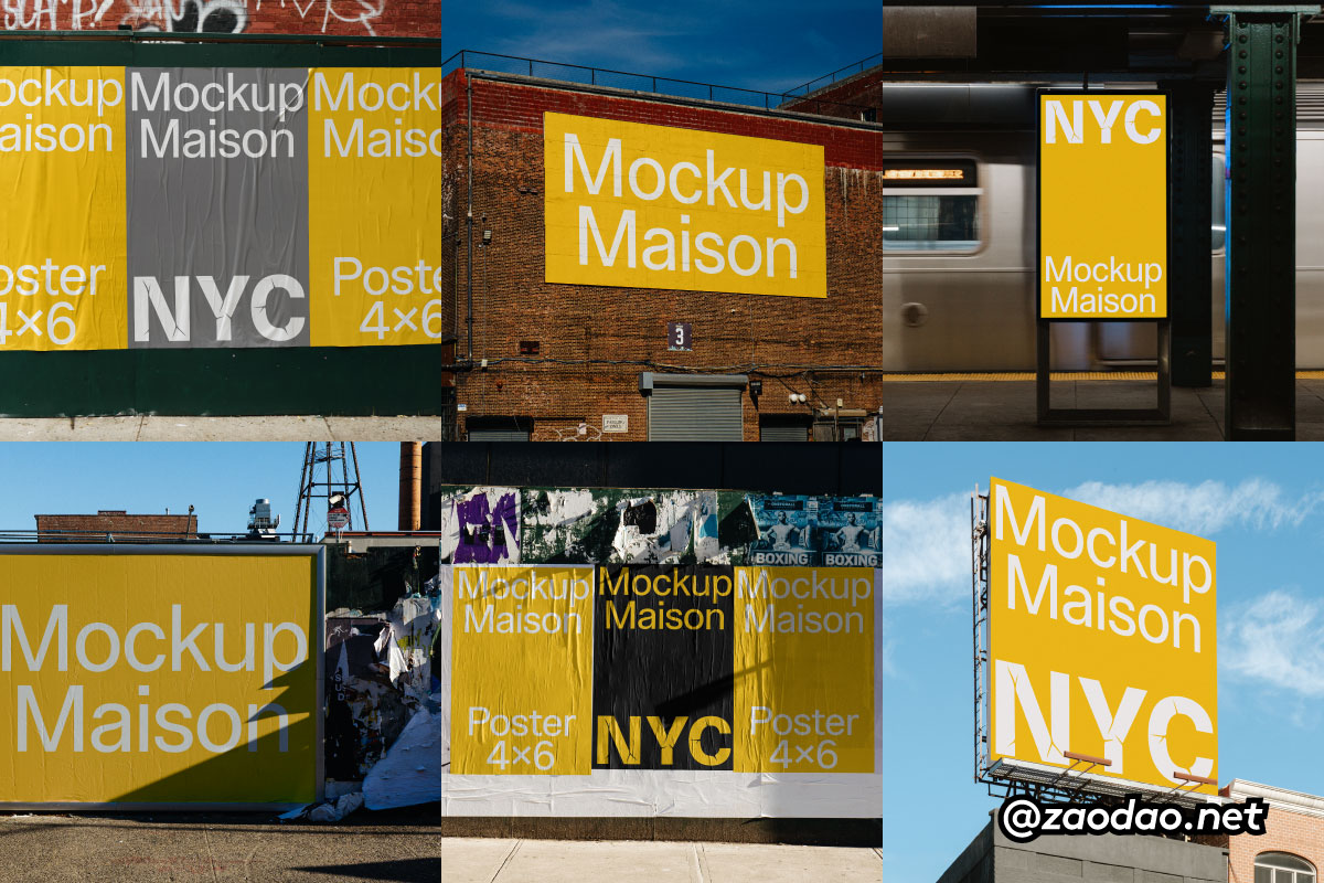 7款美国纽约城市品牌促销电影楼顶地铁墙贴海报广告牌店招设计ps贴图样机模板 Mockup.Maison – New York City 3 Collection P4特色图 7款美国纽约城市品牌促销电影楼顶地铁墙贴海报广告牌店招设计ps贴图样机模板 Mockup.Maison – New York City 3 Collection P4
