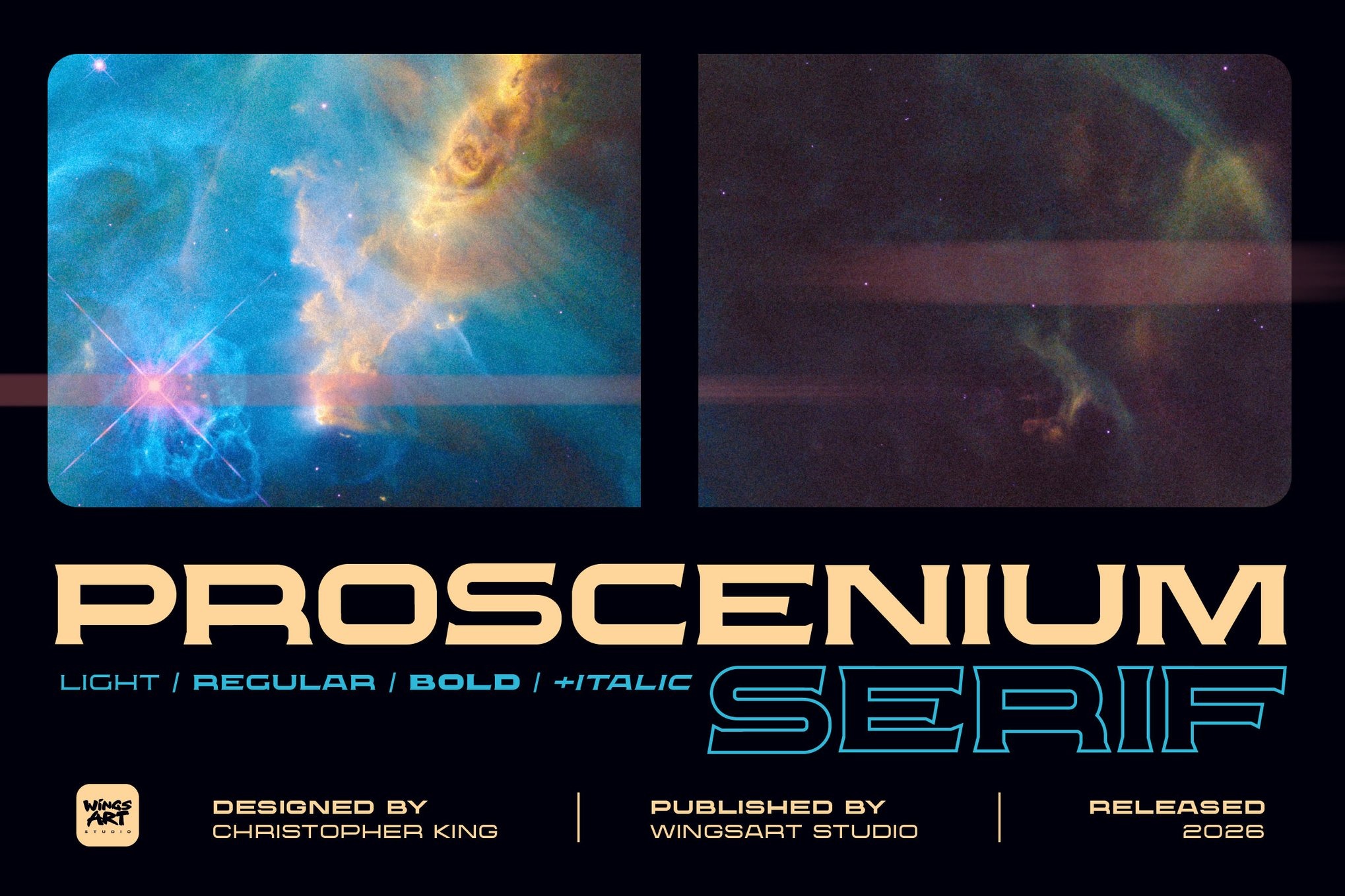 现代科幻品牌杂志电影标题设计衬线英文字体安装包 Proscenium Serif – A Widescreen Title Font Designe插图 现代科幻品牌杂志电影标题设计衬线英文字体安装包 Proscenium Serif – A Widescreen Title Font Designe插图