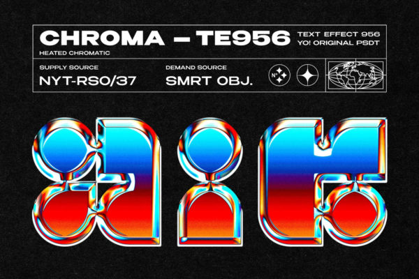潮流渐变金属镀铬3d立体标题品牌logo标志字体设计ps特效样机 Heated Chroma Text Effect