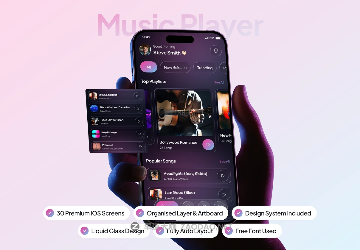 30屏黑暗音乐播放器应用程序app ui界面设计figma模板套件 Eotin – Music Player App UI Kit插图 30屏黑暗音乐播放器应用程序app ui界面设计figma模板套件 Eotin – Music Player App UI Kit插图