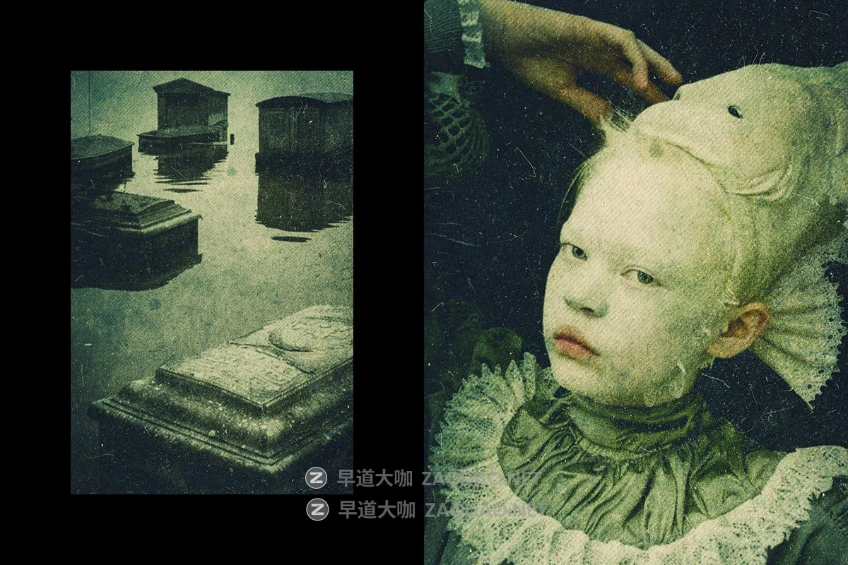 复古划痕灰尘颗粒感绿色调做旧氛围专辑封面海报人像图片效果ps特效样机 Antique Photo Effect插图3 复古划痕灰尘颗粒感绿色调做旧氛围专辑封面海报人像图片效果ps特效样机 Antique Photo Effect插图3